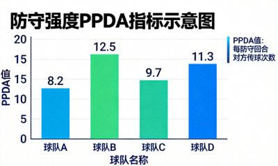 防守强度PPDA指标示意图，显示球队压迫强度